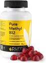 Metil B12 Vitamin Gummies - Vegan Vitamin B12 Methylcobalamin Gummies for Dewats & Kid - B12 Chewable for Energy & Nerve Fungsi - Bebas, Dairy- Free, Kosher- 60 Gummies 1500 mcg