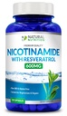 Generik Natural Vitamin Nicotinamide dengan Resveratrol 600mg (Vitamin B-3) 120 Vevgie Capsules Gluten Bebas & Non- GMO