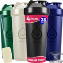 4 Paket, 28 oz Shaker Bottles dengan kuat Wire Whicks untuk Protein Mixes 124; Blender Blender Blender Pack dengan spons membersihkan 124; BPA-Free & Dishwashanker Aman 124; Botol Protein