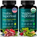 100% Buah Organik dan Suplemen Vegies (USDA Organik - Dibuat di Amerika Serikat) 180 Fruit dan Katup Terkuat untuk Energi Boost & Daily Buah dan Vitamin - Vegan, Non-GMO, Gluten- Bebas