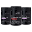 Penelitian Olahraga ® Sehat Skin dan Rambut Dukungan - Vegan Biotin 10.000mcg dengan Coconut Oil, Triple Power Astaxanthin 12mg, dan Phytoceramides 350mg per Softgel