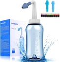 Darate Neti Pot Sinus Rinse Bottle, Nose Wash Pressure Rinse Nasal Irrigation for Adult & Kid BPA Free with Sticker Thermometer (300ml)