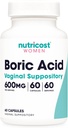 Nutricost Boric Acid 600mg, 60 Capsules - Vaginal Suppotory - Non-GMO - for Women