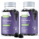 Viteey Sambucus Elderberry Gummies for Adults - Elderberry Vitamin C dan Zinc Immunity Gummies - Vegan, Gluten- Free - 120 Count