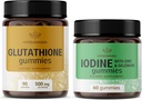 HERBAMAMA Glutathione and Iodin Kit - Bundle of 500 mg Reduced L- Glutathione & Potasium Iodine Gummies - Vegan, Non- GMO, Glatin- Free - 2 Pack