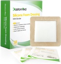 Kastormed Silicone Adhesive Foam Dressing with Gentle Border 4 "x4" 10 Pack, High Absorbency Foam Wound Bandage for Bed Sore, Leg Ulcer, Diabetic Ulcer