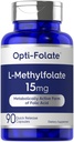 Carlyle L Methylfolat 15mg 124; 90 Capsules 124; Max Potency 14; Optivated and Activated 12.4; Non-GMO, Gluten Free 124; Methyl Foundle, 5- MTHF 124; oleh Optic-Felolate