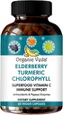 Veda EIderberry Turmeric Chlorophill Suppleme Suppore - Superfood Antioksidants, Green Vitamin C, Grape Seed Extract, Acerola, Moringa & Papiya Enzymes - 60 Vegan Capsules