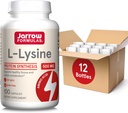 Jarrow Formulas L- Lysine 500 mg - 100 Capsules - Escular Amino Acid for Protein Metabolism - Tambahan Dietary - Hingga 100 Servis (Paket 12)