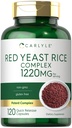 Carlyle Red Yeast Rice Complex 124; 1220mg 124; 120 Capsules 124; dengan Policosanol 124; Non-GMO dan Gluten Free Suplemen