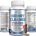 Herbal Kidney Cleanse dengan Cranberry Extract, Astralagus - 21 Fruits & Herbs - Detox & Cleanse Urinary Tract & Bladder Health, Ginjal Dukungan, 60 Vegan Capsules