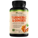 Dasar Alam Turmeric dan Ginger Tambahan - dengan Curcumin, Apple Cider Vinegar & BioPerine Black Pepper Ekstrak - 95% Curcuminoid - 60 Kapsul