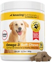 Amazing Omega 3 for Dogs - Omega 3 Fish Oil for Dogs Acids for Itchy Skin Relief for Dry Skin and Hot Spots and Shedding Coat with EPA and DHA Fatty Acids - 90 Salmon Soft Chews