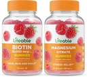 Lifeable Biotin + Magnesium, Bundle Gummies - Great Tasting, Vitamin Suplemen, Gluten Free, GMO Free, Chewable