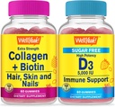 WellYeah Collagen + Biotin + Vitamin D3 5.000 IU Sugar Free, Gummies Bundle - Great Tasting, Vitamin Suplemen, Gluten Bebas, GMO Bebas, Gummy Chewable