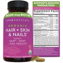 Biotin 5000 mcg Hair Skin Nails Vitamin for Women - Organic and Vegotarian - Friendly Suplemen dengan Vitamin E, B- Vitamin, Spirulina, Horse dan Superfood Blend untuk membantu Produce Keratin - 120 Count