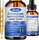 Tambahan Potasium Magnesium - Kompleks Magnesium Tinggi Magnesium 500mg & Potasium 999mg Plus Calcium, Vitamin D3, Zinc, Sugar Free Drops Suplemen untuk Leg Cramps, Energy, Metabolisme (Blueberry)