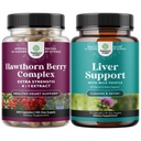 Bundle of Extra Power Hawthorn Berry Capsules - Ekstrate Disules and Heart Health Supplement and Liver Cleanse and Detox & Repair Formula - Herbal Liver Suppplemen
