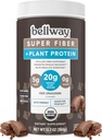 Bellway Super Fiber + Protein Powder, Sugar- Free Organic Psyllium Husk Fiber Powder dengan 20g Plant Protein Per Serving, Coklat Kaya, 12.7 oz