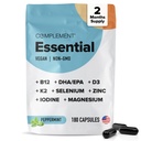 Komplikasi Vegan Multivitamin untuk Pria & Perempuan (60 Pelayan, 180 Kapsul) dengan Omega-3 DHA & EPA, B12, Vitamin D3 & K2, Zinc, Selenium, Magnesium, Iodin - Supports Imunity & Overall Health