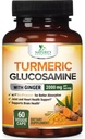 Suplemen Curcumin Turmeric 2000mg - 95% Curcuminoid dengan Glucosamin, Ginger & MSM, BioPerine Black Pepper untuk Absorpsi Terbaik, Dukungan Bersama Vegan Alam, Non-GMO, Botol di Amerika Serikat - 60 Capsules