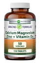 Amazing Formula Calcium Magnesium Zinc + D3 Suplemen 124; 150 Tablet 14; Non-GMO 124; Gluten- Free 124; Dibuat di USA