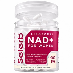 NAD + Tambahan untuk Perempuan - NMN Alternatif dengan GNU -NAD +, Trans- Resveratrol, CoQ10, D-Ribose - Promoses Renewal Selular, Energi, dan Kesehatan Skin Radiant - 60 Capsules Advanced