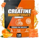 Creatine Monohydrate Gummies for Men & Women, 4g of Creatine Monohydrate per Serving for Maximum Power Strength, Performance, Sugar Free, Vegan, Pre- Workout Supplemen (120 Count) -Orange