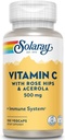 Solaray C w / Rose HIPS & Acerola Two-Stage, Timed- Rilis, Veg Cap (BTL-Plastic) 500mg 124; 100 Count 124; Paket 2
