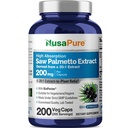 NusaPure Saw Palmetto 20: 1 Ekstrak, 200 mg Equivalen untuk 4.000 mg per Veggie Caps 200 Count Non-GMO, Vegan, Vegetarian, Bioperin