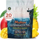 TruWild Motion All Natural Pre Workout Powder Minat Mix for Men & Women with No Jitters or Crash, Whole Food Nased Vegan, Organic with Electrolite + BioPerine, 20 Servings (Panas Mango)