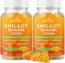 2 Packs Shilajit Gummies 1000mg Sugar Free - Shilajit Suplemen untuk Pria & Perempuan - Tinggi 85 + Trace Acid & Fulvic - Energi, Otak, Kebal - 120 Gummies