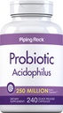 Piping Rock Probiotic Acidophilus Capsules 124; 250 Juta CFU 124; 240 Pil 124; Tambahan Diet 126; Non-GMO, Gluten Bebas