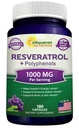ASquared Nutrition Natural Resveratrol dengan Red Wine Extract - 180 Capsules - Trans Resveratrol Antioxidant Pil untuk Pure Heart Health - Extra Power Transveratrol
