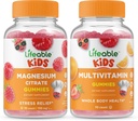 Lifeable Magnesium Kids + Multivitamin Kids, Bundle - Great Tasting, Vitamin Suplemen, Gluten Free, GMO Free, Chewable Gummy