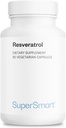 Supersmart-Resveratrol 40mg per hari (Well-Tolerated) - Ekstrak Anggur Merah Organik - Tambahan Potensi Tinggi Reveratrol: 124- GMO & Gluten Bebas - 90 Vegetarian Capsules