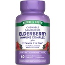 Nature 's Truth Elderberry Immune Complex 144; 60 Chewable Tablet 124; Plus Vitamin C & Zinc 124; Mixed Berry 12.4; Vegan, Non-GMO, & Gluten Free Supplemen