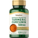 Piping Rock Turmeric Curcumin dengan Black Pepper 500mg 124; 120 Capsules 12.4; Standardized Herbal Supplement; Non-GMO, Gluten Free