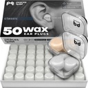 PQ Wax Ear Plugs for Sleeping, Swimming - 50 Noise Cancelling Silicone Gel Wax Earplugs, Ear Protection for Sleep and Swim, Soft Wax Pillows with Soft Blocking Level 32Db, (50 Pillows), Color: White