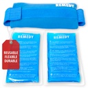 Perfect Remedy 2-Pack Gel Ice Packs for Injuries with Strap Cover, Flexible Hot Cold Compress, Soothing Soft Ice Packs for aid in Injuries Condition, Alternative to Hot Water Bottles (Blue, Regular)