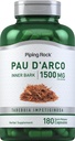 Piping Rock PAU D 'Arco Capsules 124; 1500 mg 124; 180 Pil 14; Inner Bark 124; Herb Extract Supplement = 124; Non-GMO, Gluten Free