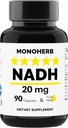 MONOHERB NADH 20 mg - 90 Vegetarian Capsules - Reduced Nicolingamide Adenine Dinucleotide Supplemen