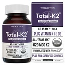 Total K2 ® 124; Vitamin K2 sebagai MK7 & MK4 124; Plus K1 & Vitamin D3 Cofactor - 620 mcg K2 per Serving - All- Trans MK7 dari MenaQ7 .-Full-Spectrum Vitamin K - Vegan, Sertifikasi (60 Kasules)