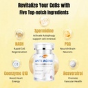 Anti- Aging, Resveratrol, NADH & PQQ, Healthy Hair, Skin, dan Nails, Cellular Health, Spermidine, Ubiquinol, GMP, Made di USA 60 Kapsul