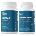 Dr. Tobias Omega 3 Fish Oil dan Ashwagandha Capsules, Dukungan Overall Wellness & Balanced Energy & Resilience, Non-GMO