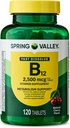 Spring Valley, Vitamin B12 2500 MCG, B12 Quick- Dissolve Cherry Flavor Tablets, Vitamin B12, 120 Count - New Look (Pack of 1)