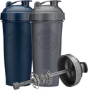 2-8-Ounce Shaker Bottle dengan Action- Rod Mixer 124; Piala Shaker dengan Quotes Motivational 124; Protein Shaker Bottle adalah BPA Free dan Dishwashander Safe 124; Gray & Navy