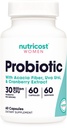 Probiotik Nutricost bagi Perempuan 30 Milyar CFU, 60 Capsules - Kompleks dengan Acacia Fiber, Uva Ursi & Cranberry Extract, Non- GMO & Gluten Bebas