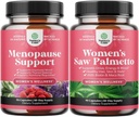 Bundle of Menopause Supplement for Hot Flashes with Dong Quai Vitex Chaste Berry & Black Cohosh & Extra Strength Saw Palmetto for Women 500mg