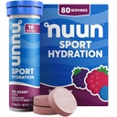 Nuun Sport Electrolite Tablet dengan Magnesium, Kalsium, Potasium, Chloride & Sodium, Gluten Free & Vegan, Tri- Berry, 8 Pack (80 Servis Total)